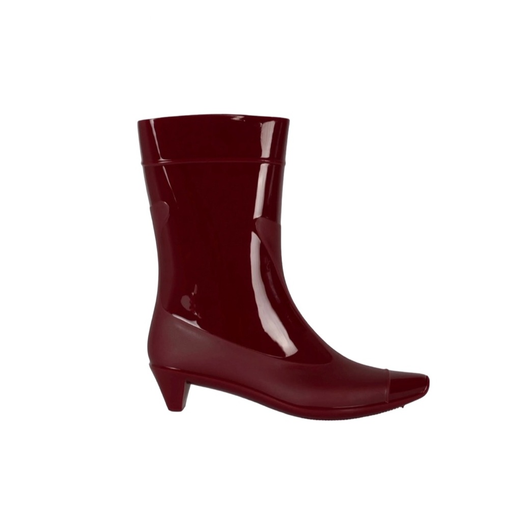 🍒NEW Jeffrey Campbell Drench Kitten Heel Rain Boots in Cerise Gloss, Size 9 - Picture 3 of 11